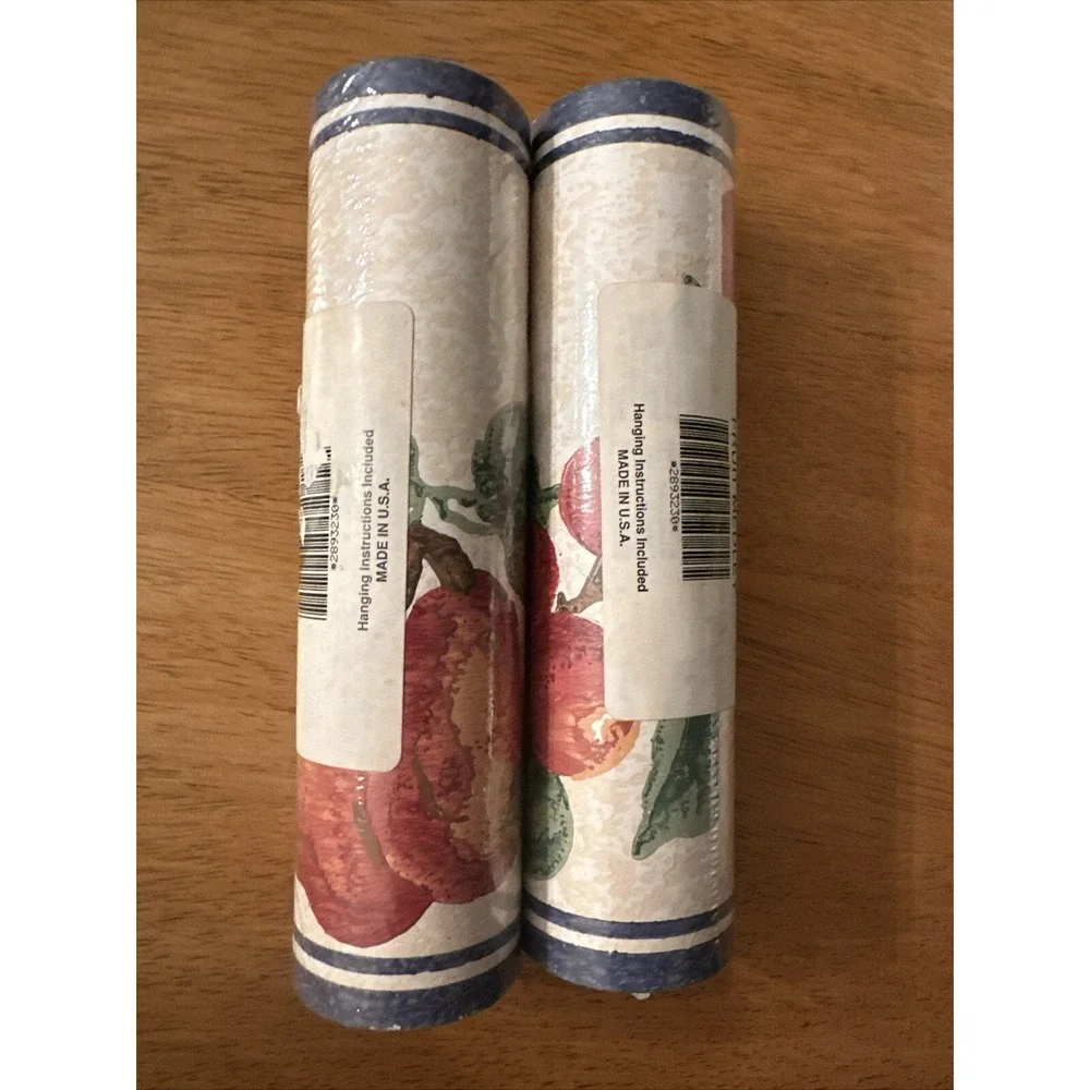 Longaberger Wallpaper Border Fruit Medley Blue Set of 2 Made In USA Prepaste